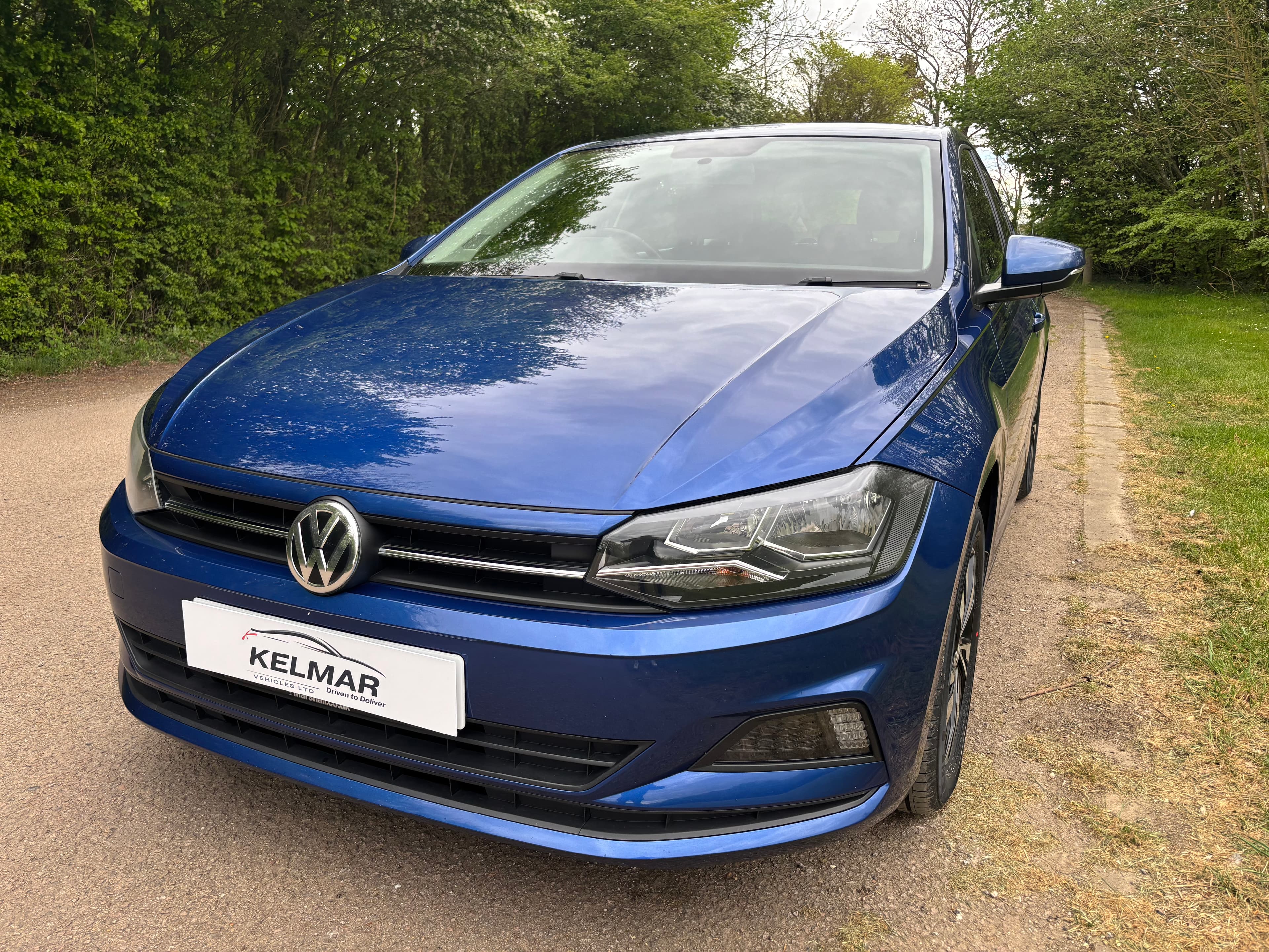 Blue Volkswagen displayed by Kelmar Vehicles